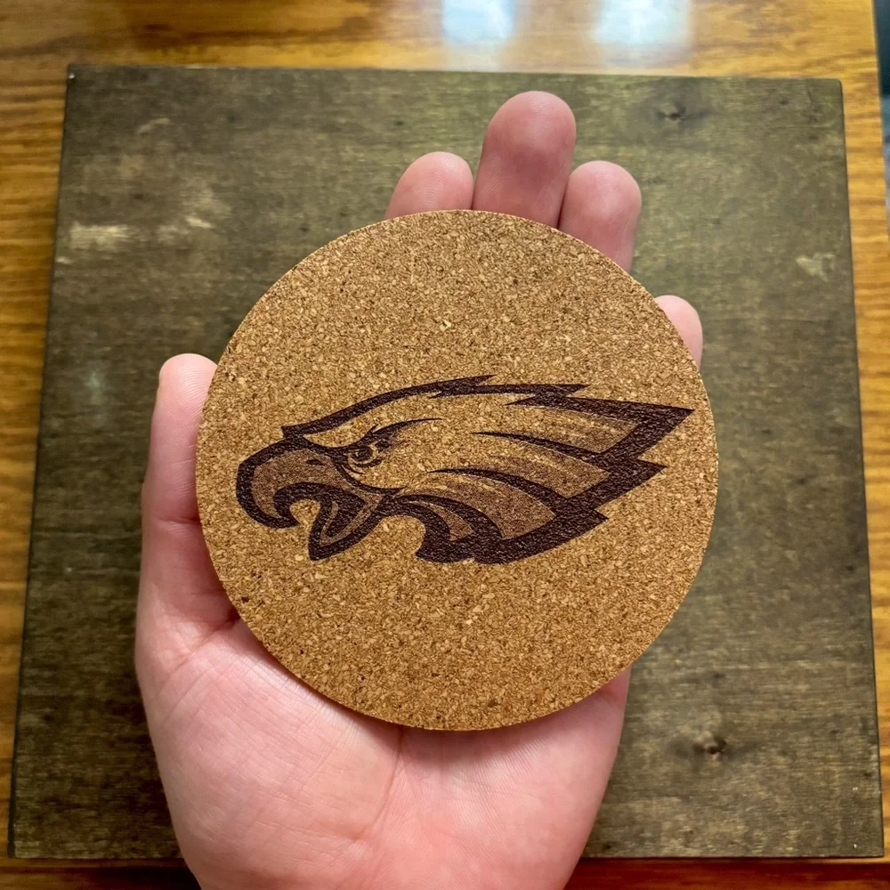 Philadelphia Eagles Logo Laser Engraved Cork Coaster